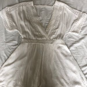 Forever 21 White Linen Short Romper